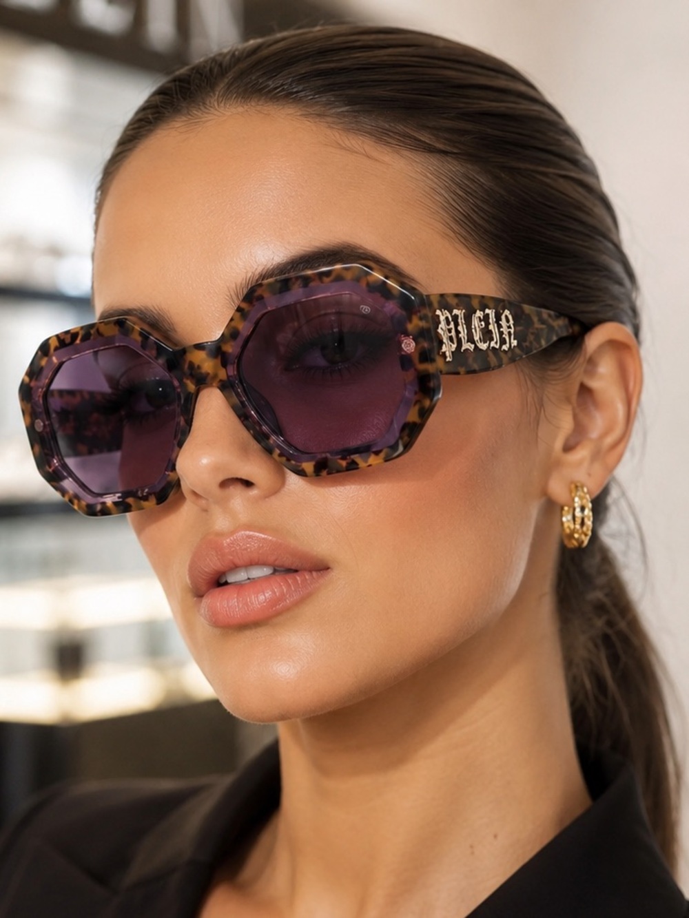 Philipp Plein Tortoiseshell Sunglasses with Gold Logo AUTHENTIC
